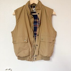 Vintage Sears Tan Workwear Utility Vest Plaid Lined | Men’s Medium